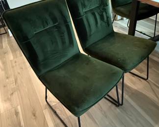Set of Two Modrest Yannis Modern Green Fabric Dining Chairs