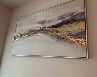Contemporary Abstract Landscape Canvas Art with Gold Foil Accents