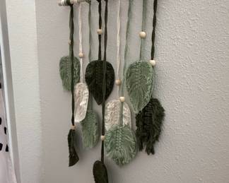Boho Macrame Leaf and Feather Wall Hanging