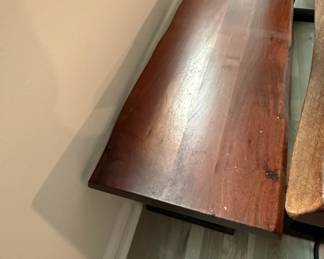 Live Edge Walnut Bench with Black Metal Base