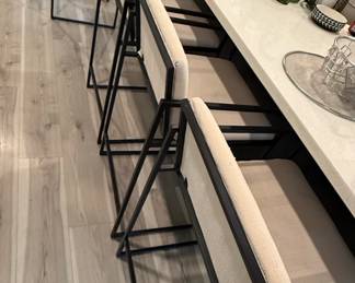 Modern Black Metal Frame Counter Stools with Cream Upholstery