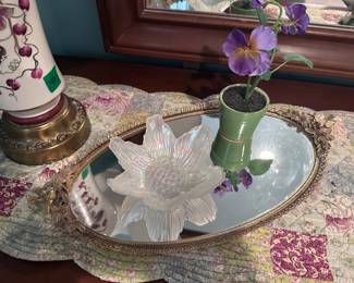 Vintage dresser mirror trays!