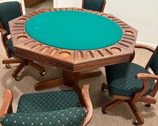 Poker Game Table and 4 Chairs