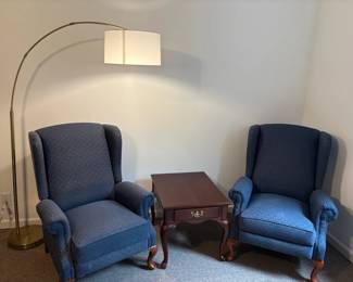 Wingback Chairs 2, End Table And Hanging Lamp