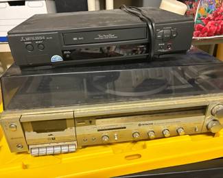Mitsubishi VHS Player And Hitachi Record Player