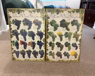 Print of White Wine Grapes and Print of Red Wine Grapes