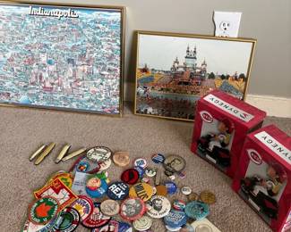 Political Pins, Knives, Reds Scooter Gennett, Framed Posters (Indianapolis & 1987 Pan Am Games)