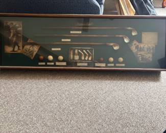 History of Golf Shadow Box with Golf Clubs, Balls, and Historic Photos