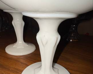 Indiana Glass Teardrop Milk Glass Compote Pair