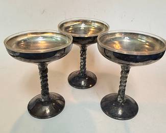 Plator Spain Silver Plated Grapevine Stem Goblets