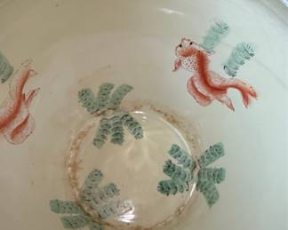 Satsuma Style Peacock and Goldfish Ceramic Fish Bowl