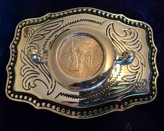 New York State Quarter Western Style Belt Buckle