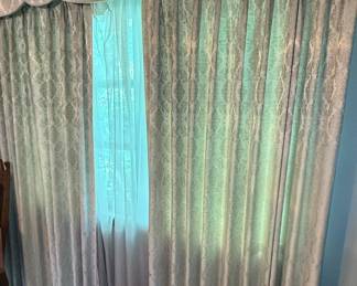 Damask Jacquard Drapery and Valance Set