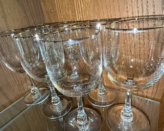 Fostoria Moonspun Platinum Rim Wine Glasses