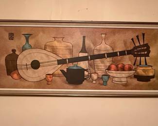 Mid-Century Modern Still Life with Lute Painting
