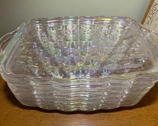 Federal Glass Yorktown Iridescent Snack Set