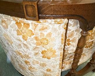 Vintage Floral Spindle Barrel Accent Chair