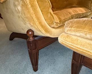 Mid-Century Modern Tufted Velvet Lounge Chair & Ottoman