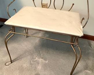 Hollywood Regency Style Gold Metal Vanity Stool