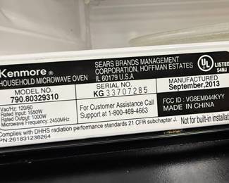 Kenmore 790.80329310 Over-the-Range Microwave