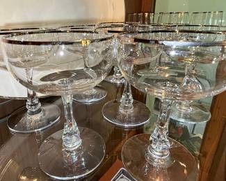 Fostoria Moonspun Platinum Rim Wine Glasses