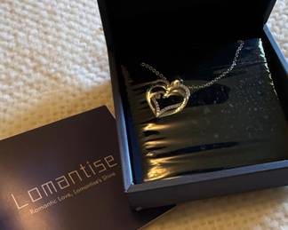Lomantise Sterling Silver Heart Initial Necklace
