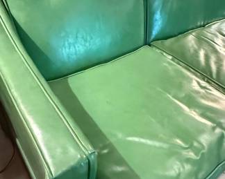 Mid-Century Green Vinyl Tufted Sofa