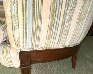 Milo Baughman Style Striped Barrel Back Chair