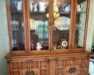 Vintage Oak China Cabinet Hutch