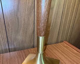 Mid-Century Walnut & Brass Table Lamp