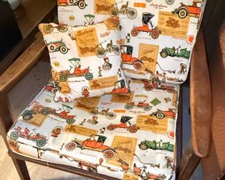 Vintage Car Print Accent Chair