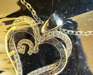Lomantise Sterling Silver Heart Initial Necklace