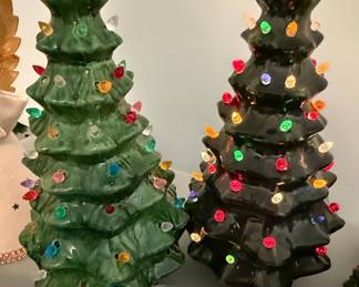 Vintage Ceramic Christmas Tree Pair