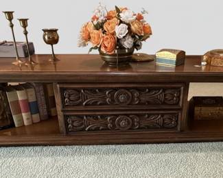 Mediterranean Style Carved Oak Coffee Table
