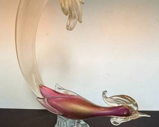 Salviati Style Murano Glass Bird Sculpture