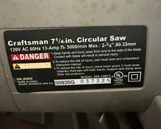 Craftsman 7 1/4-in. Circular Saw Model 320.10871
