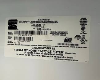 Kenmore Coldspot Side-by-Side Refrigerator