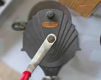 General Hardware Co. hand-crank bench grinder manufactured
