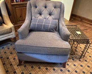 Kravet Tufted Club Chairs, Pair, 31" W x 33" D x 19" SH, 35" BH