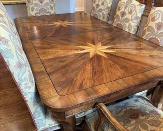 Dining Table 85" W x 48" D x 31 1/4" H, plus three 20" leaves and table pads