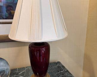 Oxblood Lamp, 28" H x 17" Dia Shade