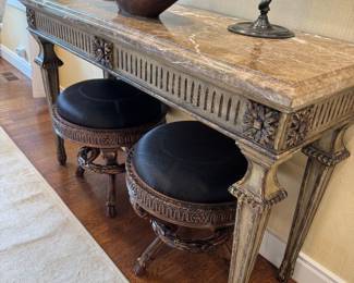 Marble Top Console Table, 56" W x 19" D x 35 1/2" H