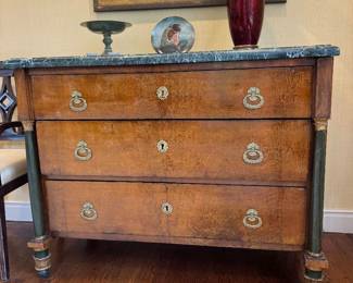 Antique Marble Top Chest, 49" W x 24" D x 38" H