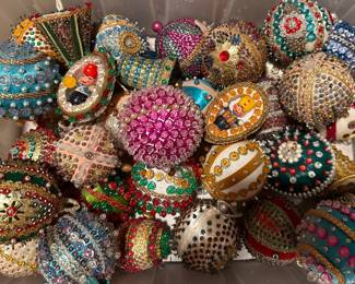 Tons of vintage handmade ornaments for Christmas