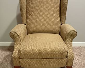 Traditional Upholstered Wingback Recliner with Cabriole Legs