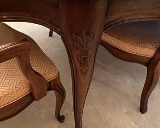 Drexel Heritage French Provincial Cane Back Dining Chairs and Dining Table Set