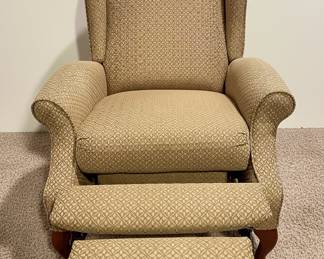 Traditional Upholstered Wingback Recliner with Cabriole Legs