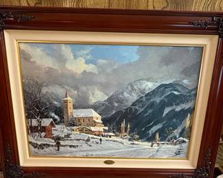 Thomas Kinkade "Winter Chapel" Limited Edition S/N Canvas