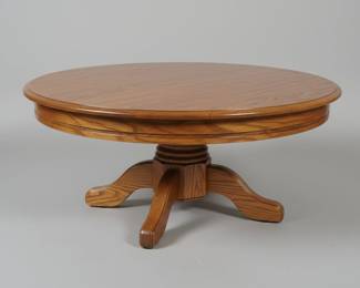 Vintage Round Oak Pedestal Coffee Table with Claw Feet