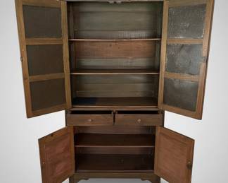Antique Punched Tin Pie Safe Cabinet